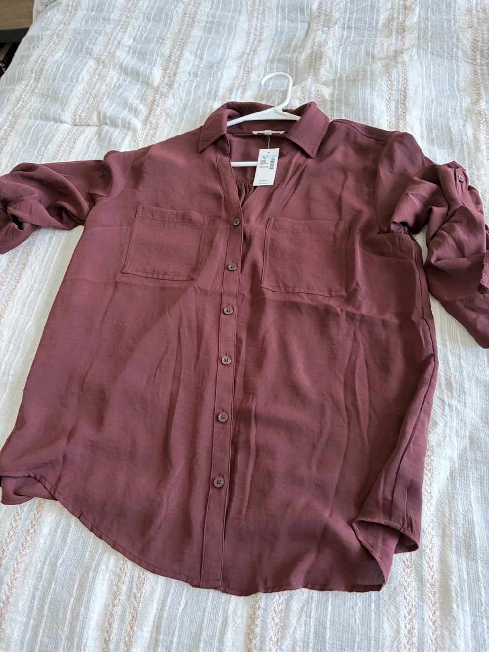 Women's Casual Button-Down Shirt in Burgundy